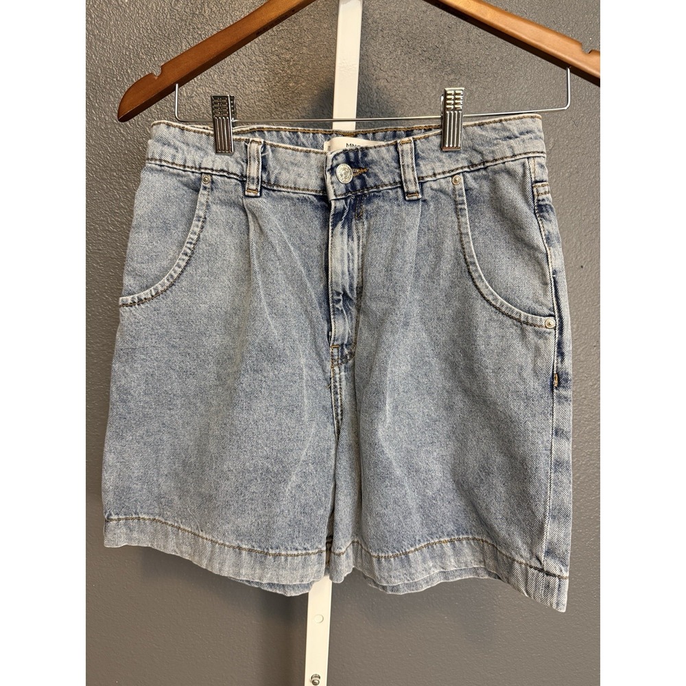 Mango Womens Size 4 High-Waist Denim Jean Shorts 100% Cotton Blue 4.5" Inseam